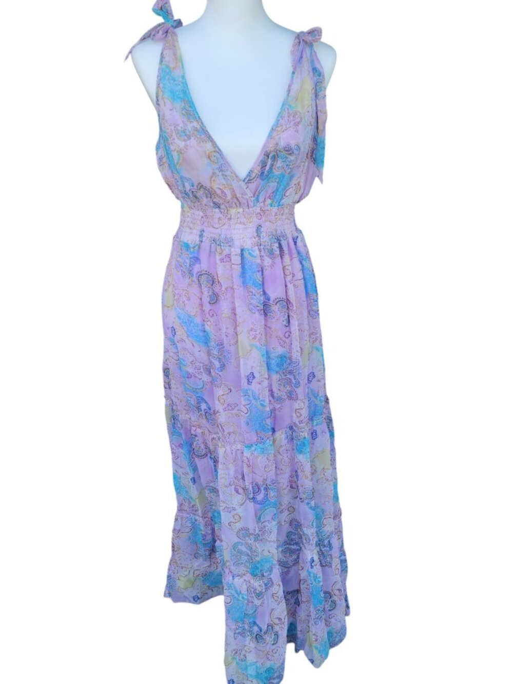 Summer Beach Boho Paisley Maxi Dress Women's Size Medium - NWT